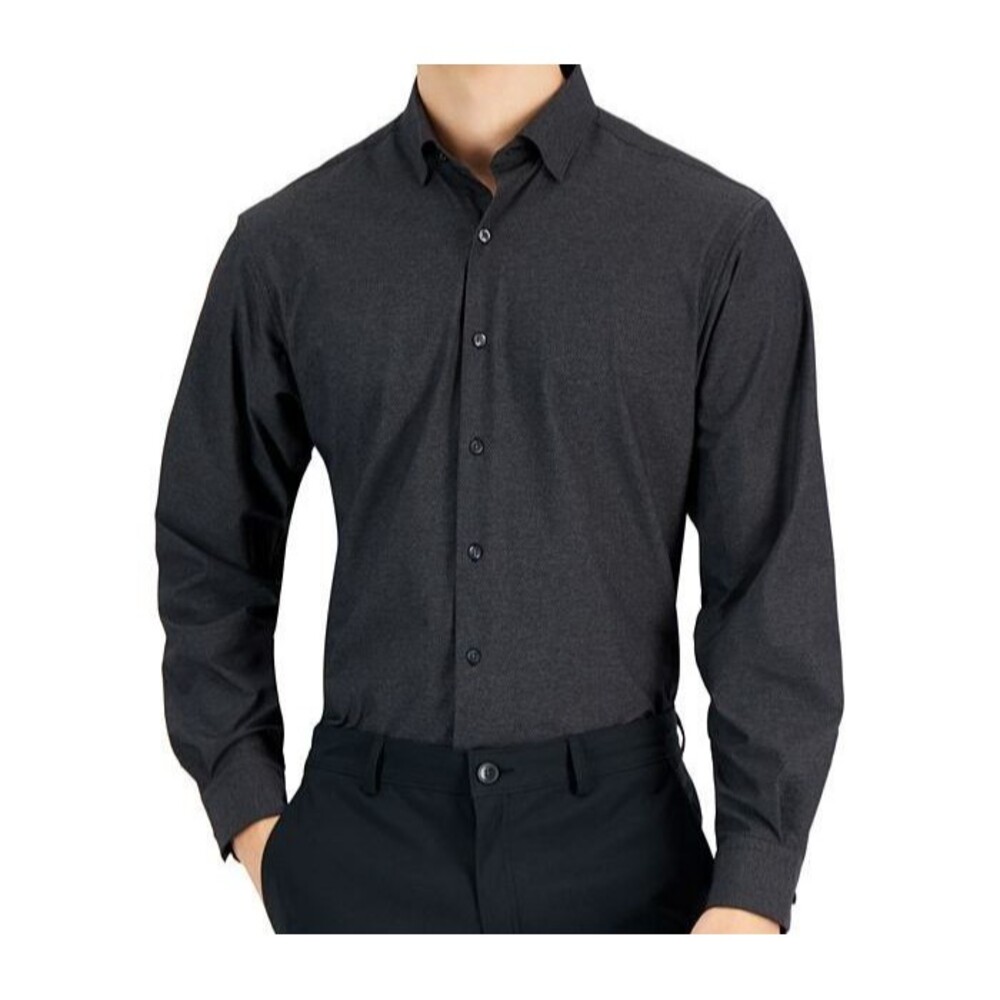 Alfani Men's Regular Fit Travel Ready Solid Dress Shirt Black 16-16.5/32-33